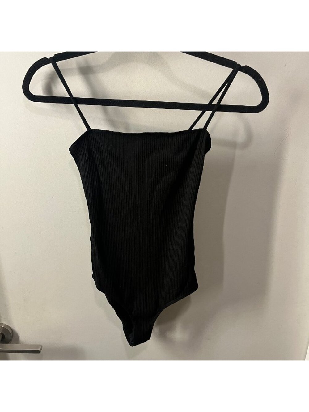 REFORMATION Black Ribbed Bodysuit Size XS